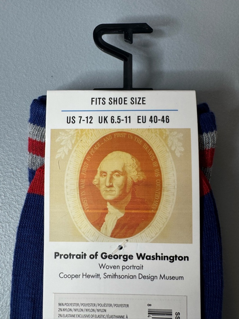 Smithsonian president George Washington Crew Socks portrait novelty graphic unis - Picture 2 of 2